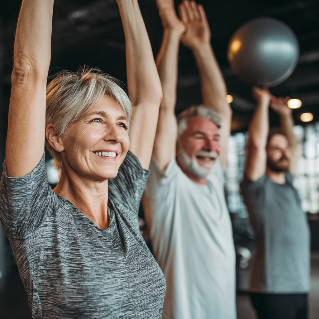 Група от усмихнати български възрастни демонстриращи подобрена физическа форма и здраве
